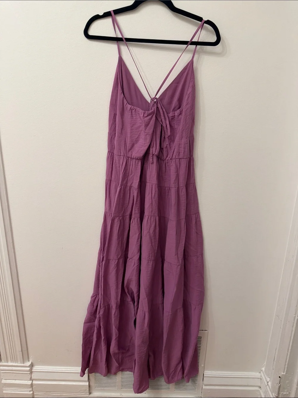 Abercrombie & Fitch Mauve Tiered Maxi Dress with Spaghetti Straps
